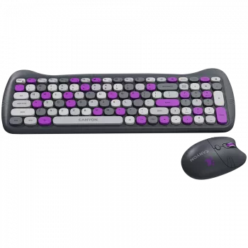 Kabelloses Tastatur- und Maus-Set CANYON HSET-W6 Kitty Edition – violett