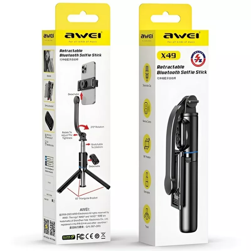 Awei Selfie Stick X49 Schwarz/Schwarz