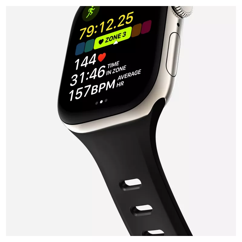 Uhrenarmband Nomad Tempo Band Schwarz Gummi, 18 mm Breite, passend für Handgelenke 135–175 mm