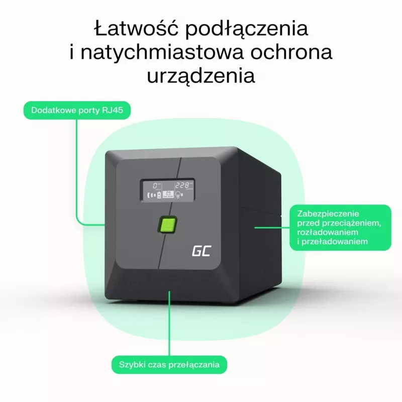 Green Cell USV (USV) Line-Interactive 1 kVA 600 W 4 AC-Ausgänge