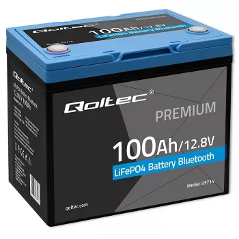 LiFePO4-Batterie QOLTEC 12,8 V 100 Ah mit Bluetooth — 12,8 V 100 Ah