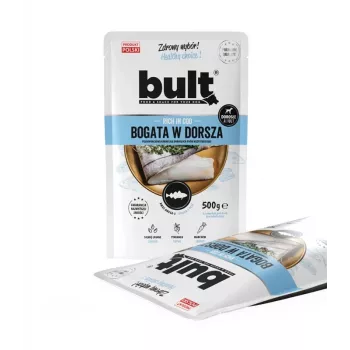 Nassfutter für Hunde BULT Rich in Cod 500 g — vollwertige Dosenmahlzeit für ausgewachsene Hunde, Protein 12%, Fett 5,5%, Feuchtigkeit 78%