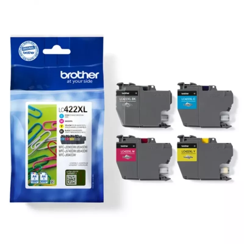 Brother LC422XLVALDR Tintenpatrone 4 Stück Original Hohe (XL) Reichweite Schwarz, Cyan, Magenta, Gelb