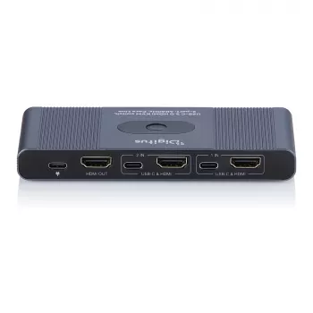 KVM-Switch DIGITUS USB-C 3.0 HDMI 2-Port 4K60Hz, USB-C/USB-A, Aluminium, 135×60×30 mm