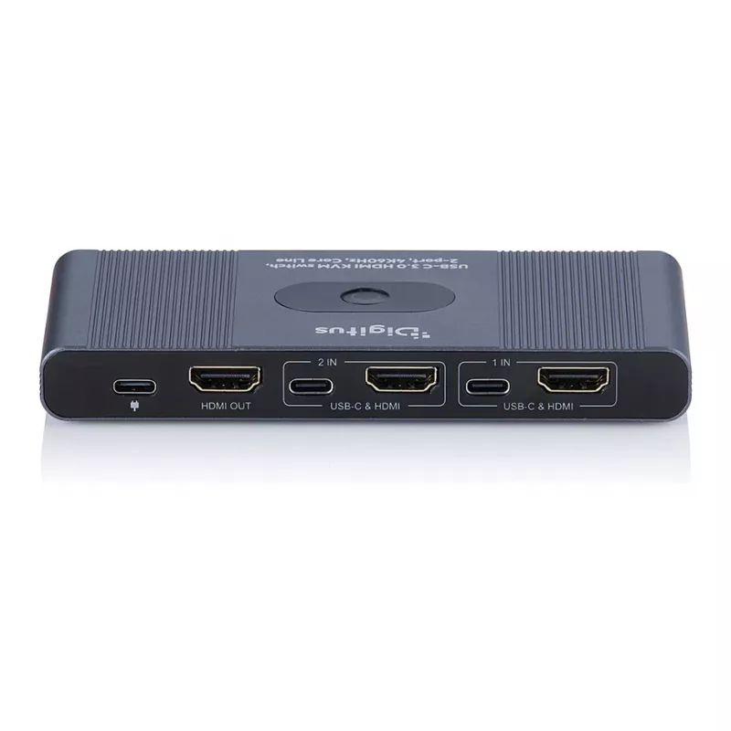 KVM-Switch DIGITUS USB-C 3.0 HDMI 2-Port 4K60Hz, USB-C/USB-A, Aluminium, 135×60×30 mm