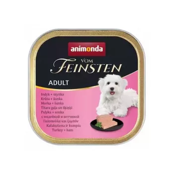 Nassfutter für Hunde Animonda Vom Feinsten Adult Pute mit Schinken 150 g, 81% Feuchtigkeit, 10,5% Protein