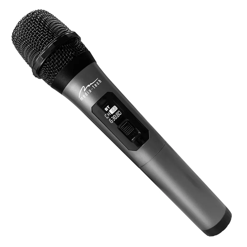 Karaoke-Mikrofon MEDIA-TECH MT398 Wireless, USB-C, batteriebetrieben, 20 m Reichweite, schwarz