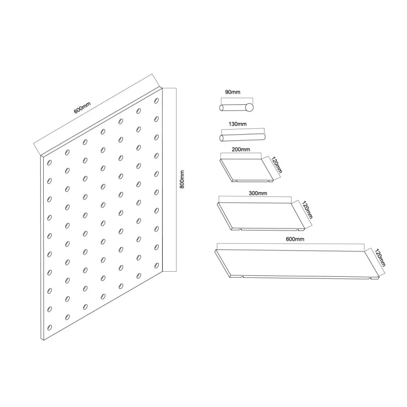 Kabelorganizer MACLEAN MC-131 WD Holzbrett für Tisch- und Wandmontage, max. Belastung 20 kg
