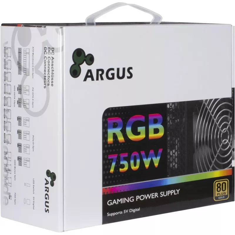 Inter-Tech Argus RGB-750W CM II Netzteil 20+4 pin ATX ATX Schwarz
