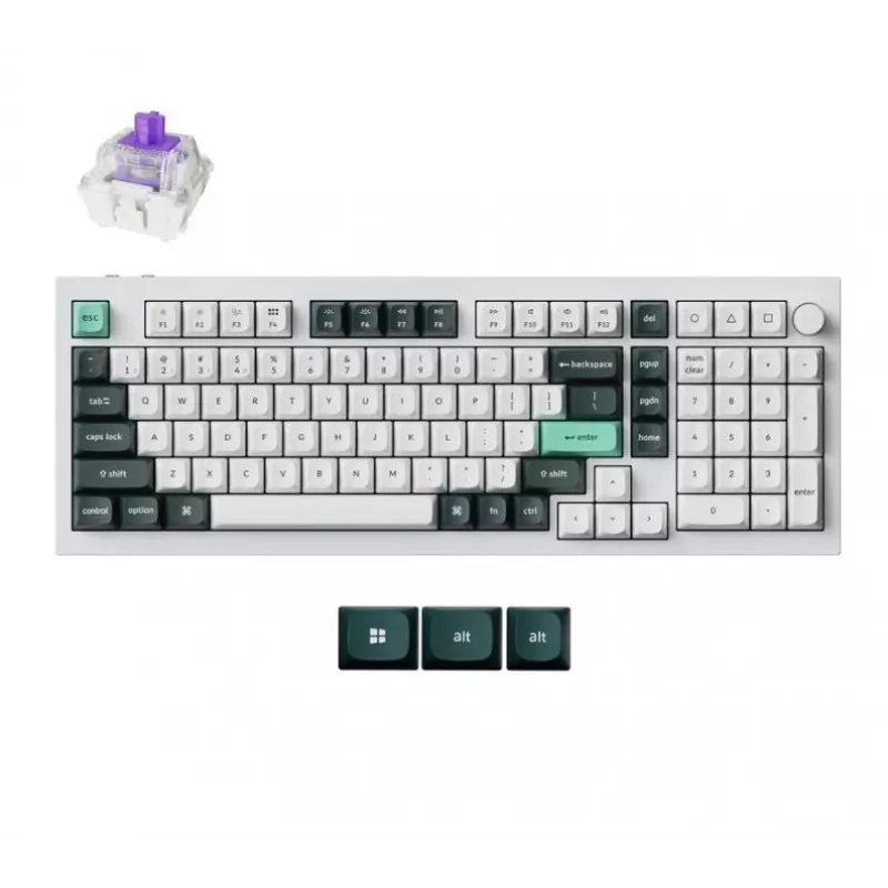 Mechanische kabellose Tastatur Keychron Q5 RGB Weiß Gehäuse, Hot-Swap-Layout, kompaktes 75%-Format