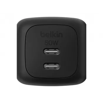 Indoor AC-Schnellladegerät Belkin WCH019kqBK — 2× USB‑C, Schwarz, OVP/OC/OT/SC-Schutz