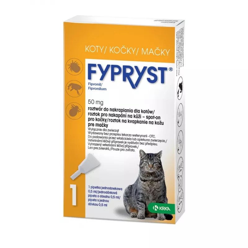 FYPRYST 50 mg - Tropfen gegen Flöhe und Zecken für Katzen – 1x0,5 ml