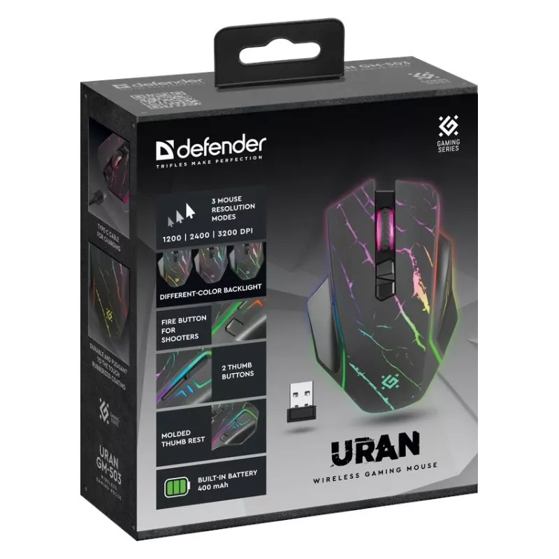 Maus DEFENDER GM-503 URAN OPTIC RF RGB 3200dpi 8P