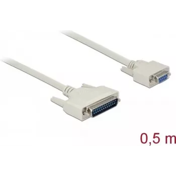 Serielles Kabel DELOCK 86909, D-Sub 25-polig auf D-Sub 9-polig, beige, 0,5 m