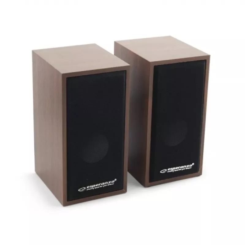 Lautsprecher ESPERANZA EP122 2.0 kabelgebundene Desktop-Lautsprecher, 2×6 W RMS, Holzgehäuse, Drehregler-Lautstärkeregelung, 60–20000 Hz