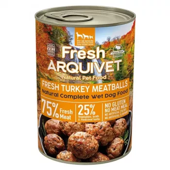 ARQUIVET Frische Putenfleischbällchen - Nassfutter für Hunde - 400g