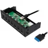LogiLink USB 3.0 Hub, 7-Port 5,25 Zoll intern, mit Schnellladefunktion - Hub - 6 x SuperSpeed USB 3.0 + 1 x SuperSpeed USB 3.0 (Laden)