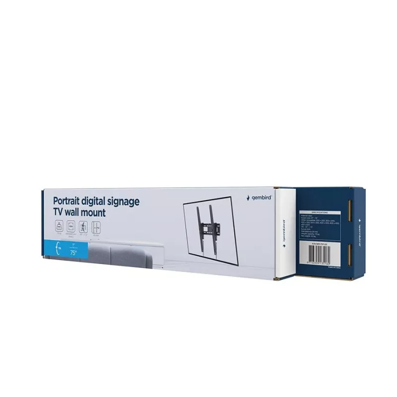 TV-Halterung/Ständer Gembird WM-75T-03 für 37 Zoll–75 Zoll (94–190,5 cm), VESA 200x200–400x600, Belastung 75 kg, Neigung -10°–5°, schwarz