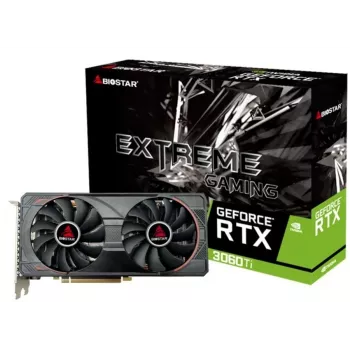Grafikkarte BIOSTAR GeForce RTX 3060 Ti — 8 GB GDDR6, 256-bit, PCIe 4.0, 1665 MHz Boost, 3×DP/1×HDMI, 2 Lüfter
