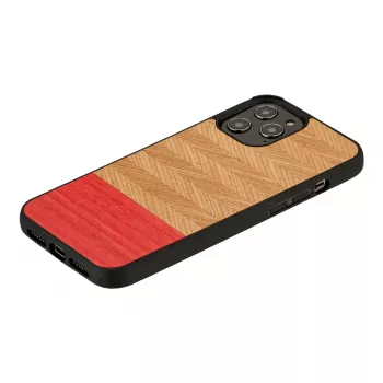 Schutzhülle man and wood für iPhone 12 Pro Max — Herringbone Azalea Schwarz
