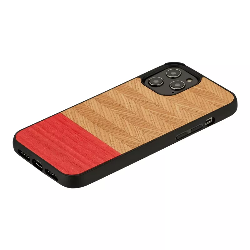 Schutzhülle man and wood für iPhone 12 Pro Max — Herringbone Azalea Schwarz