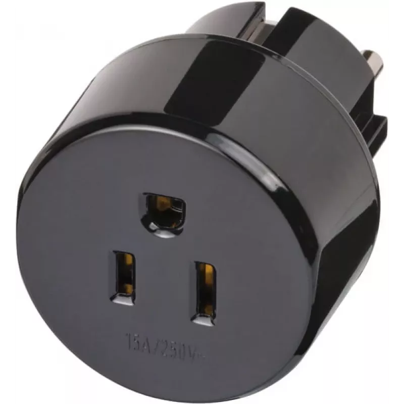 Reiseadapter USA, Japan/geerdeter Stecker, Steckdosenadapter schwarz