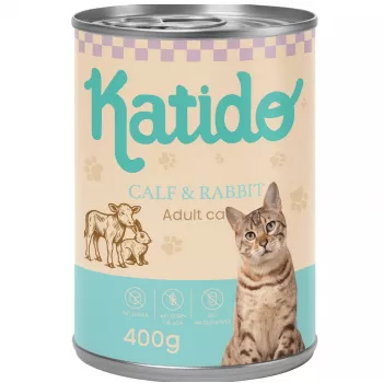 KATIDO Kalb mit Kaninchen - Nassfutter für Katzen - 400g