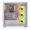 PC-Gehäuse KRUX Exo RGB White — ATX-Tower, Stahl, 2x3,5 Zoll + 2x2,5 Zoll Einschübe, USB-C, RGB