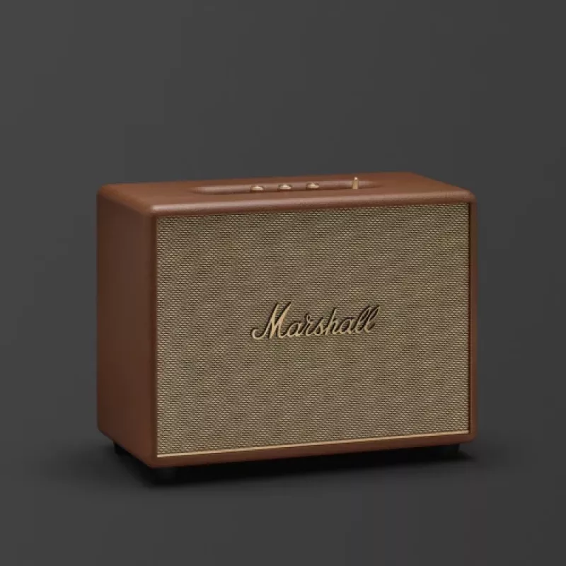 Kabelloser Lautsprecher MARSHALL Woburn III Brown — Multiroom, Bluetooth, Wi‑Fi, analoge Eingänge
