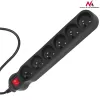 Power-Verlängerung MACLEAN MCE225 — 1.5 m Kabel, 6 Type F AC-Steckdosen, innen, schwarz