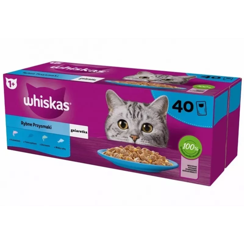 WHISKAS Fish Favourites in Jelly - Nassfutter für Katzen - 40x85 g