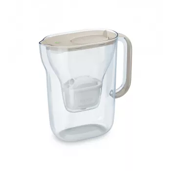 Wasserfilterkrug BRITA Style Essential Kanne, 2,4 l Tank (1,4 l gefiltert), MAXTRA, Klappdeckel, Sand