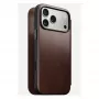 Nomad Modern Leather Folio Handyhülle Cover für iPhone 17 Pro Max — Braun, Leder, 6,3 Zoll Bildschirm, 4 Kartenfächer