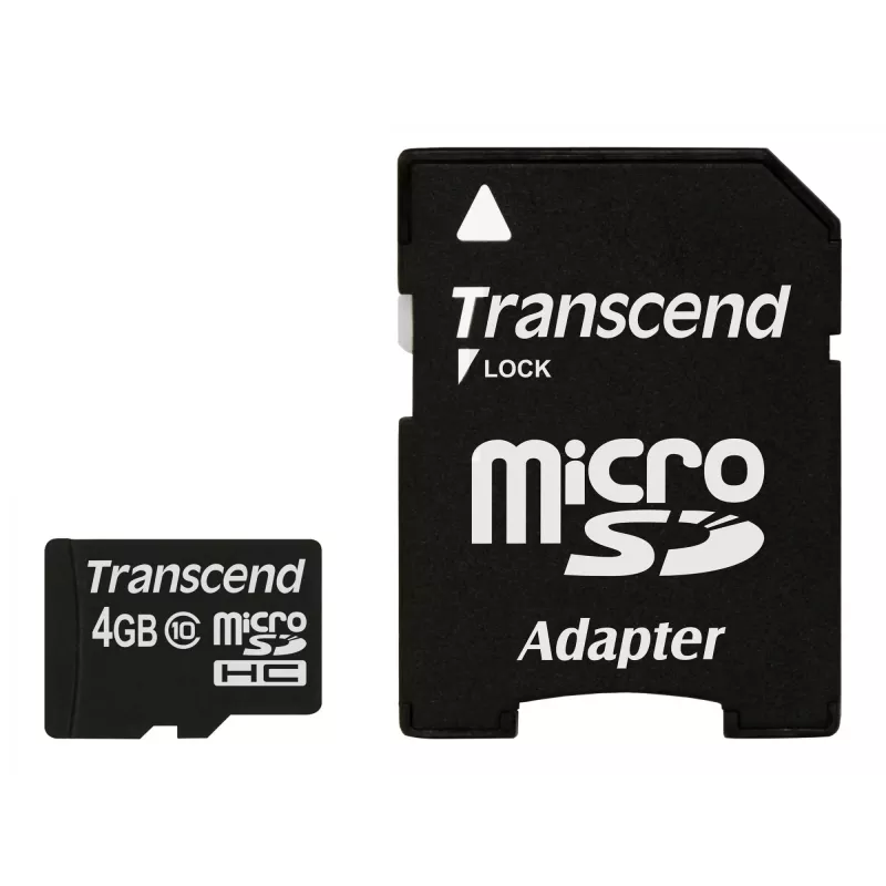 Flash Memory Transcend 4GB MicroSDHC Class 10 mit Adapter