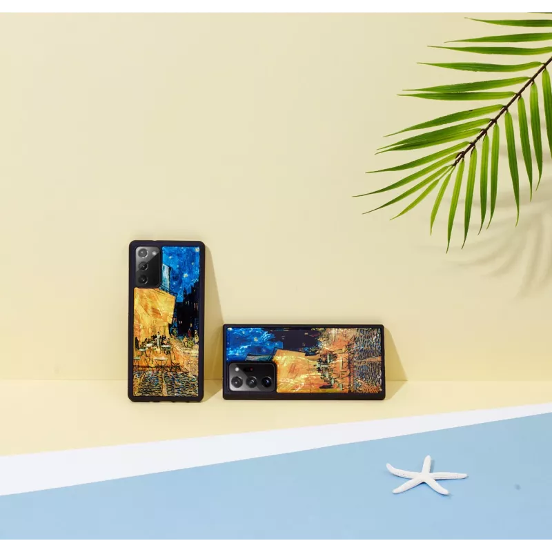 Handyhülle iKins für Samsung Galaxy Note 20 Ultra — schwarz, Café-Terrassen-Design