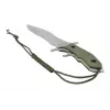 Feststehendes Messer Cinema Classic CC-H5 Rambo V — Überlebensmesser, Stahlklinge 230 mm, Gesamtlänge 385 mm, grüner Polymergriff, Lederscheide