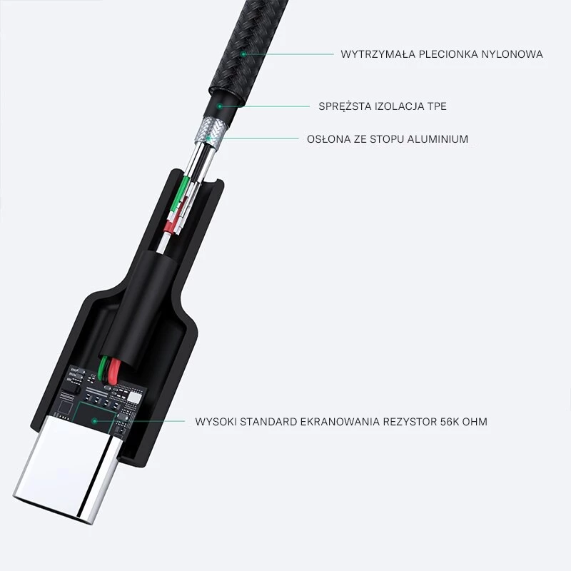 USB-C-auf-USB-A-Kabel Aukey CB-CA2, Nylongeflecht, Quick Charge 3 A, 1 m