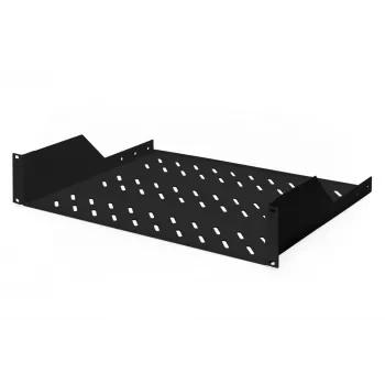 Digitus | 2U Einlegeboden für Racks | DN-19 TRAY-2-SW | Schwarz | Perfekt zur Aufbewahrung von Komponenten, die nicht für 483 mm (19 inch) geeignet sind. Schlankes Design, das Platz von 2 Höheneinheiten einnimmt. Einfach und schnell zu montieren oder zu demon