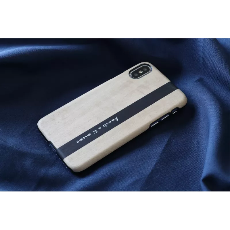 Smartphone-Hülle man and wood für iPhone X/XS – schwarzes Leder