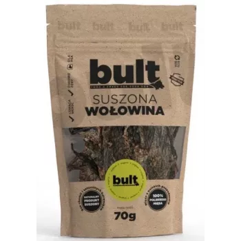 Hundesnack BULT Eko Getrocknetes Rind 70 g — einkomponentiger dehydrierter Rindfleischsnack für Hunde, Protein 67,2 %, Fett 15,7 %