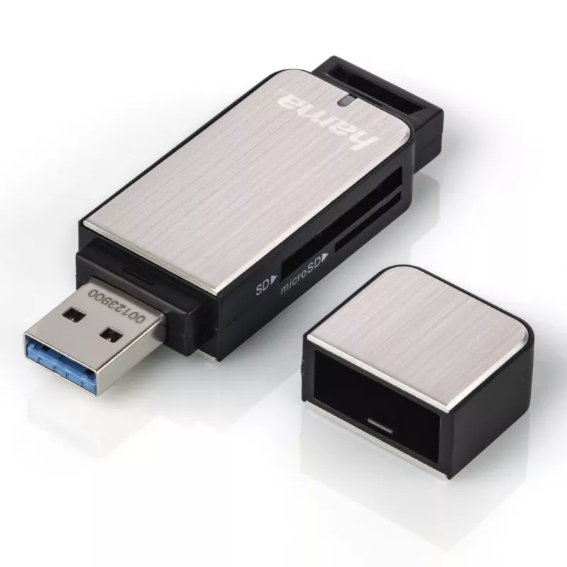 Hama 123900 Kartenlesegerät USB 3.2 Gen 1 (3.1 Gen 1) Schwarz, Silber