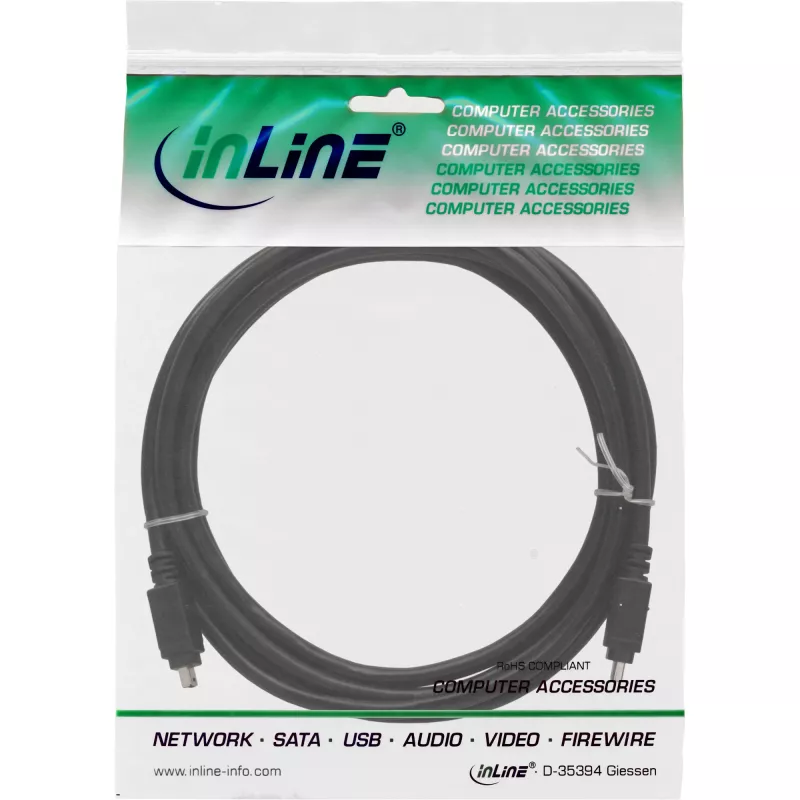 InLine FireWire 400 1394 Kabel 4-polig Stecker / Stecker 3m