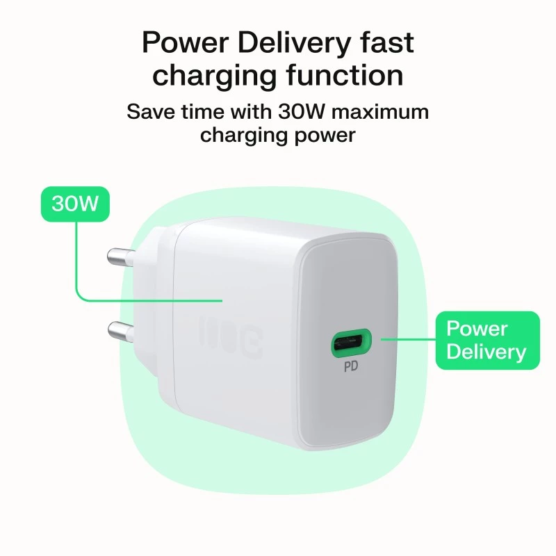 Netzteil Grün Cell PowerSource Solo30 30W Weiß — USB-C-Ladegerät, 30 W Ausgangsleistung