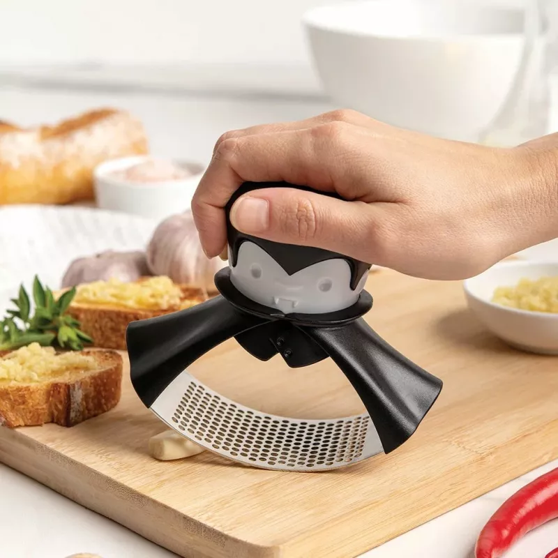 Tisch-Knoblauchpresse Ototo Design Rockula Kunststoff Edelstahl Schwarz Weiß