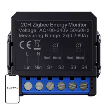 Intelligenter bidirektionaler Energiezähler Avatto ZWPM16-2 ZigBee — Energieüberwachung für Verbrauch und Erzeugung