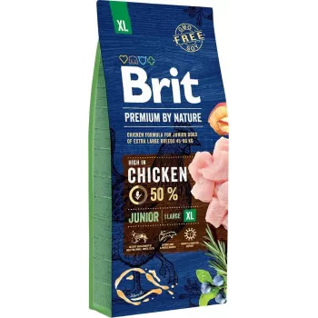 Brit Premium by Nature Junior XL Trockenfutter für Hunde, Huhn, 15 kg