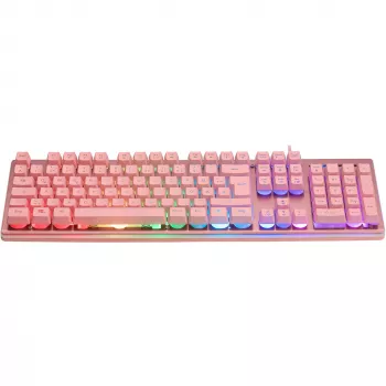 Deltaco GAM-021-RGB-P-DE - Vollgröße (100%) - USB - Membran-Tastenschalter - QWERTZ - Pink