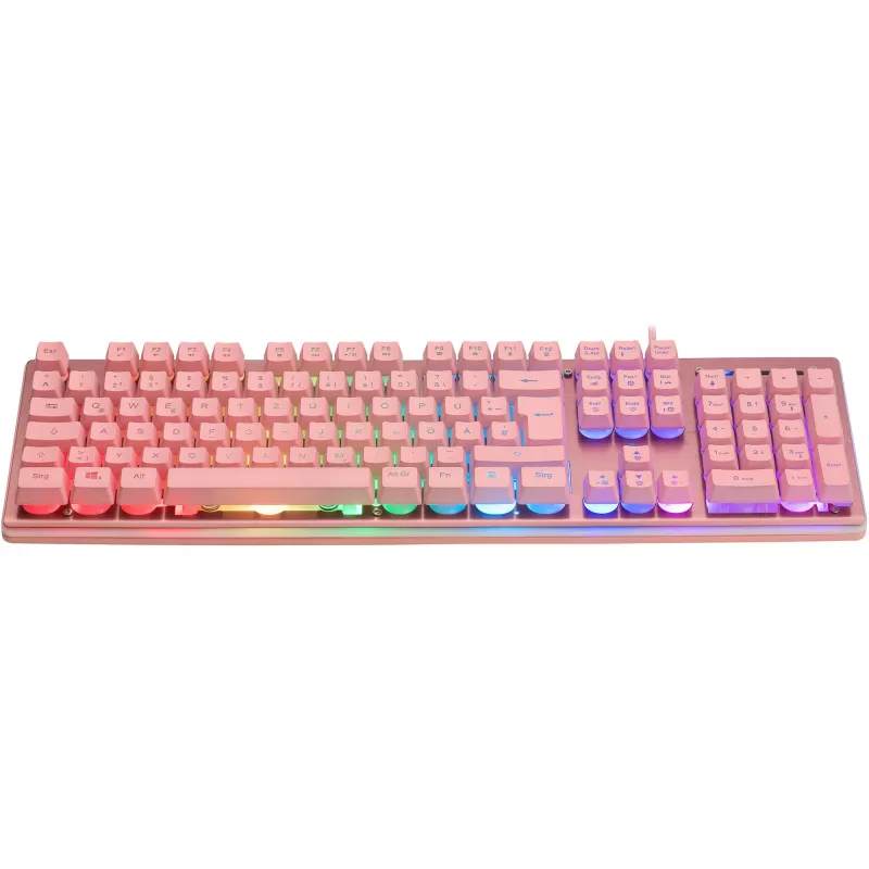 Deltaco GAM-021-RGB-P-DE - Vollgröße (100%) - USB - Membran-Tastenschalter - QWERTZ - Pink