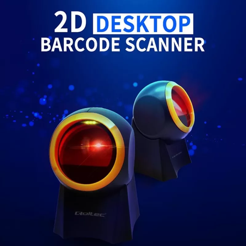 Kabelgebundener Desktop-Barcodescanner QOLTEC 50857 – 1D/2D, USB, ABS-Gehäuse, schwarz, 1,75 m Kabel