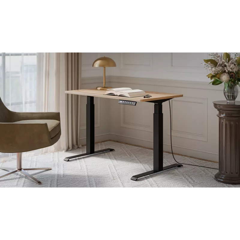 Schreibtisch mit elektrischer Höhenverstellung MOON 121x67x72-120 schwarz/hellbraun
